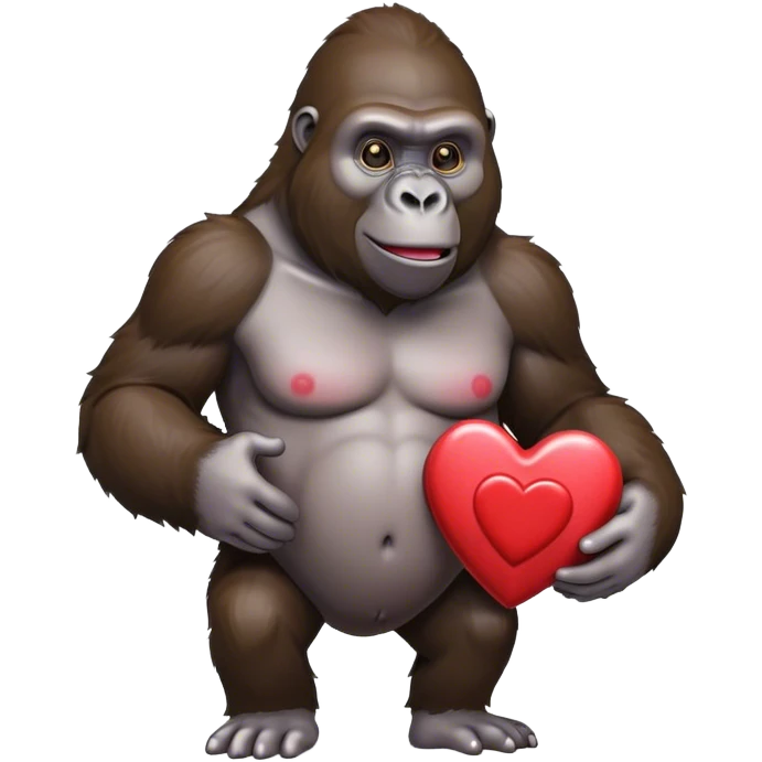 A gorilla on Valentine’s Day emoji