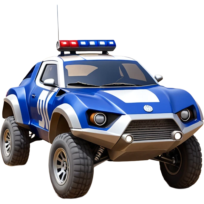 Star Wars’s Range trooper’s police evil darkly night blue Dirty and dented Local Motors Rally Fighter off road race car hot rod meets 2013 scion fr-s trophy truck-style basher flying down a dusty road catching everything (silver wheels) emoji