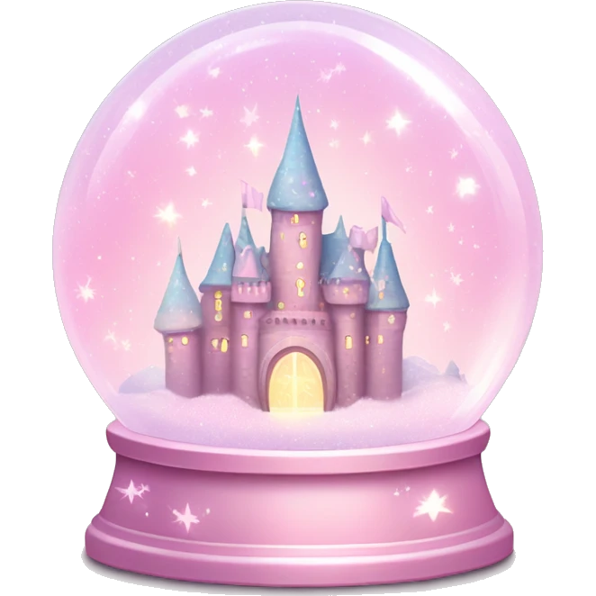 Pastel Pink Snow Globe "A pastel pink snow globe filled with glowing sparkles, tiny floating hearts, and a dreamy castle surrounded by shimmering mist." emoji
