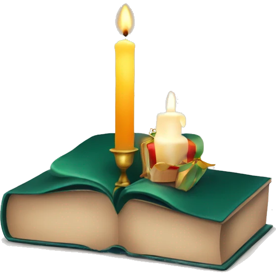 christmas candle and book emoji