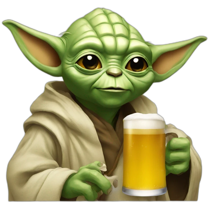 yoda drinking a beer emoji