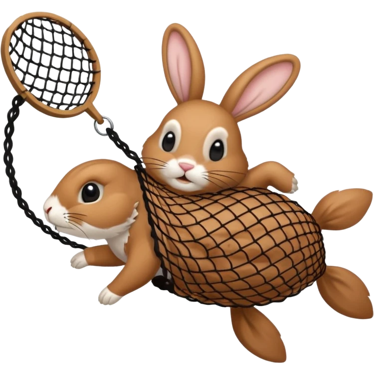 a fish net catching a rabbit emoji