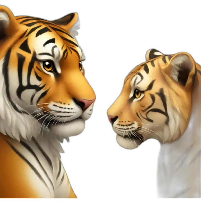 Tiger in love with Lion  emoji