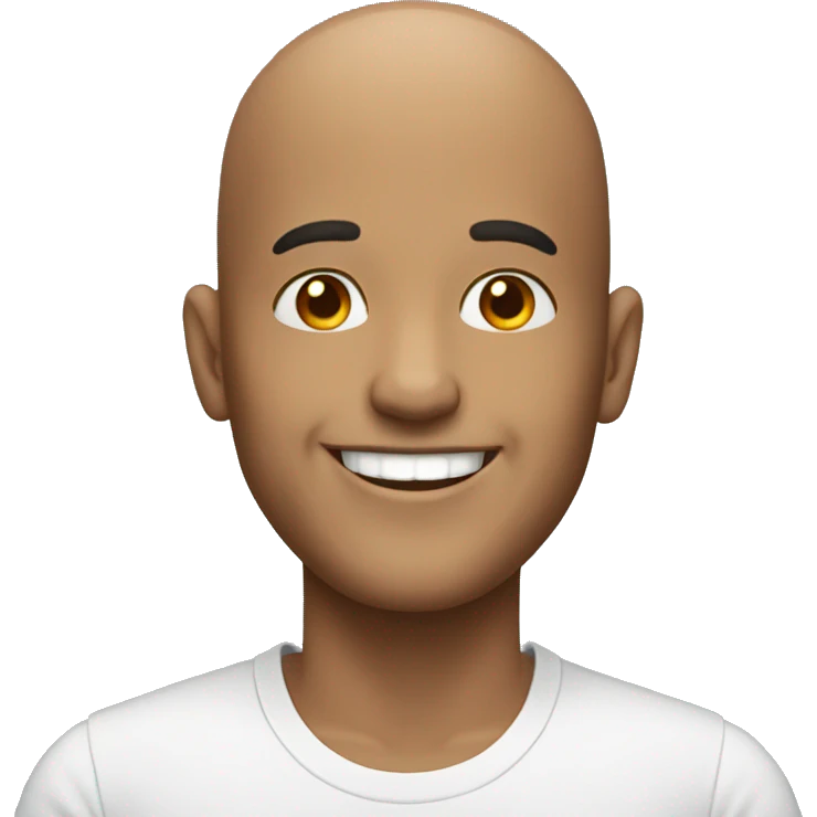 bald male with bright grin emoji