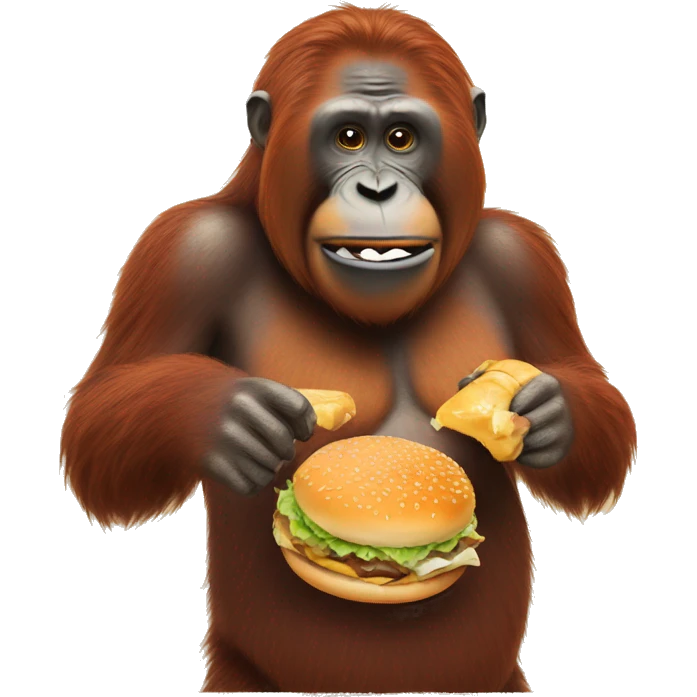 orangutan eating burger emoji