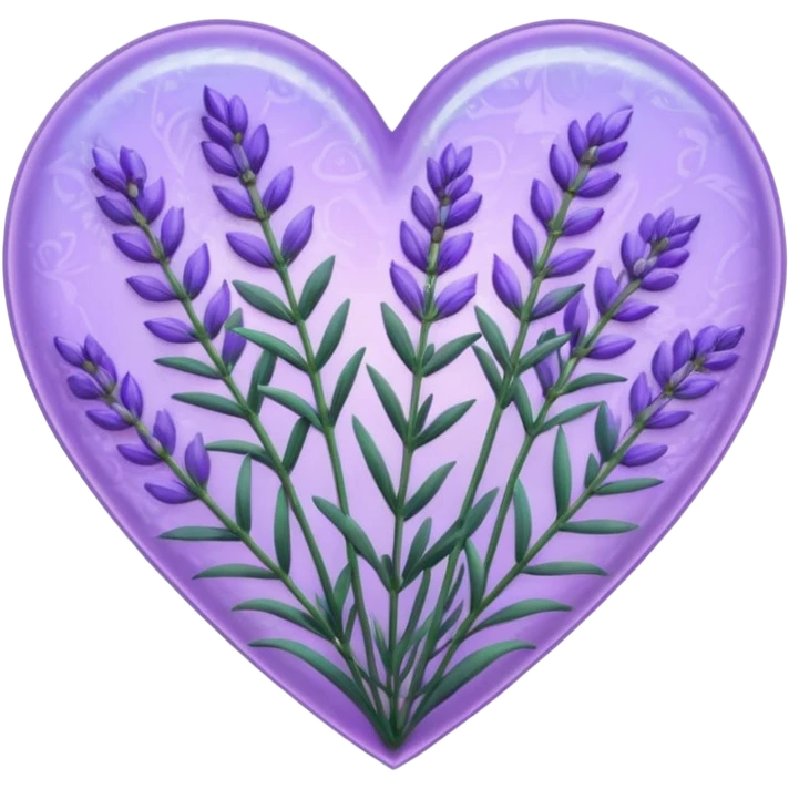 create a holographic lavender plant that wraps around a lavender colored heart emoji