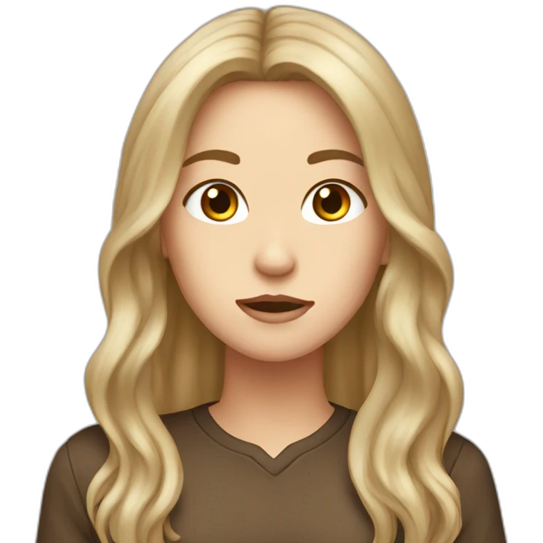 Brown long hair, white girl angr emoji