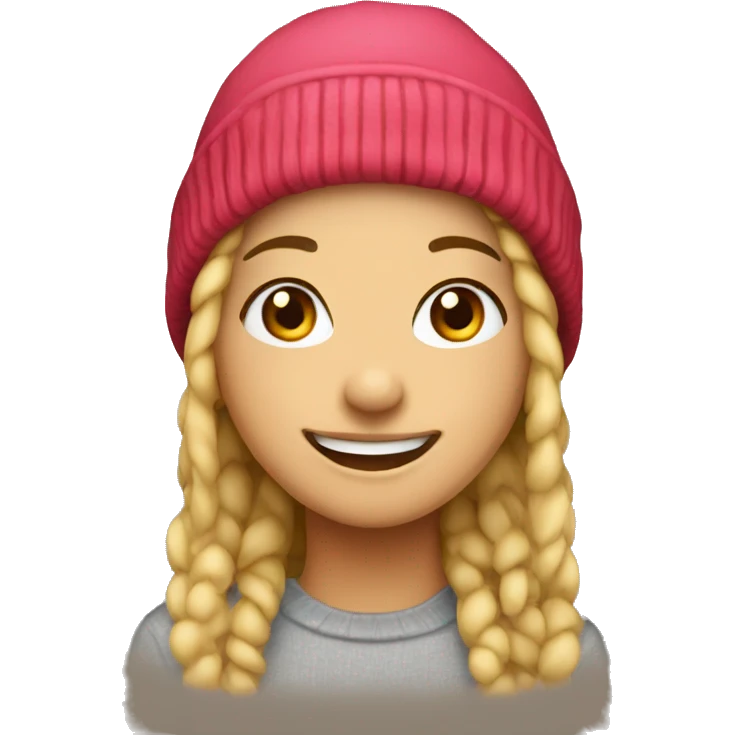 smiling girl in beanie emoji