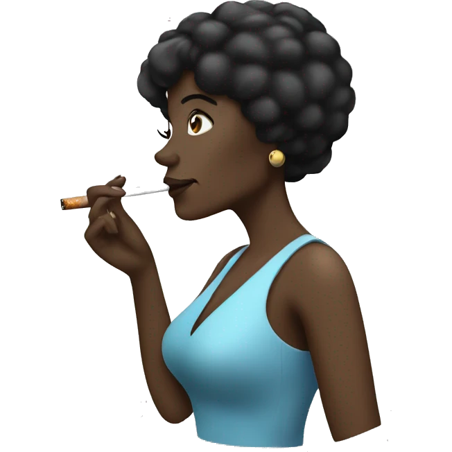 black haired woman smoking a cigarette  emoji