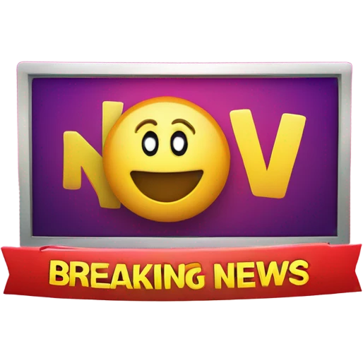 A professional breaking news banner with the word "NEW" glowing in bold text, set on a modern gradient background with ticker-style elements. emoji