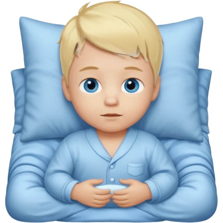 Blond blue eyes baby boy with pajamas on emoji