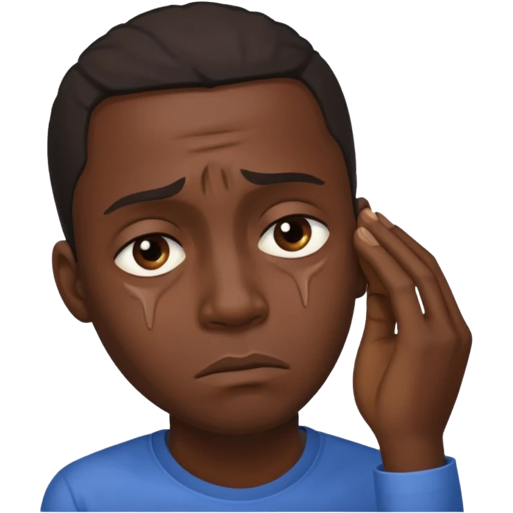 black man having Pity - feeling of sorrow and compassion for another, looking sideways emoji