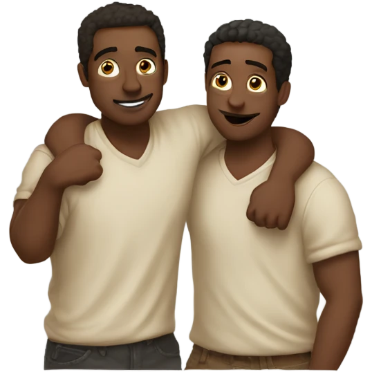 2 guys hugging eachother but doing „shhh“ with finger on his back  emoji