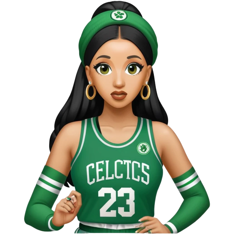 cardi b dressed in celtics jersey  emoji
