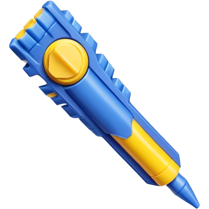 A blue foam nerf dart with yellow on both ends emoji