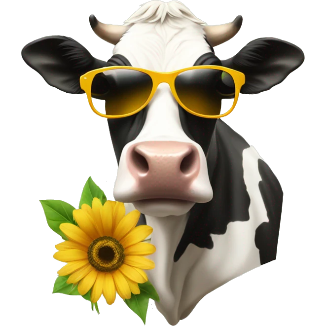 cow eating flower while wearing sunglasses  emoji