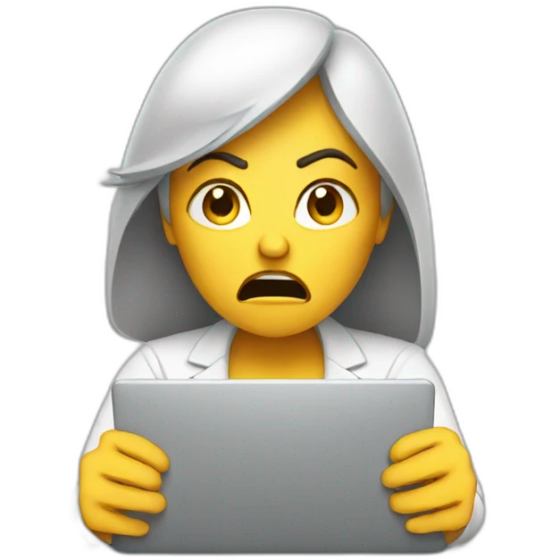 Angry woman sending an email emoji