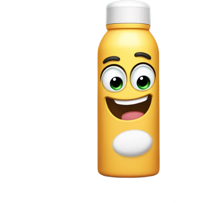 a bottle of deodorant with a face emoji