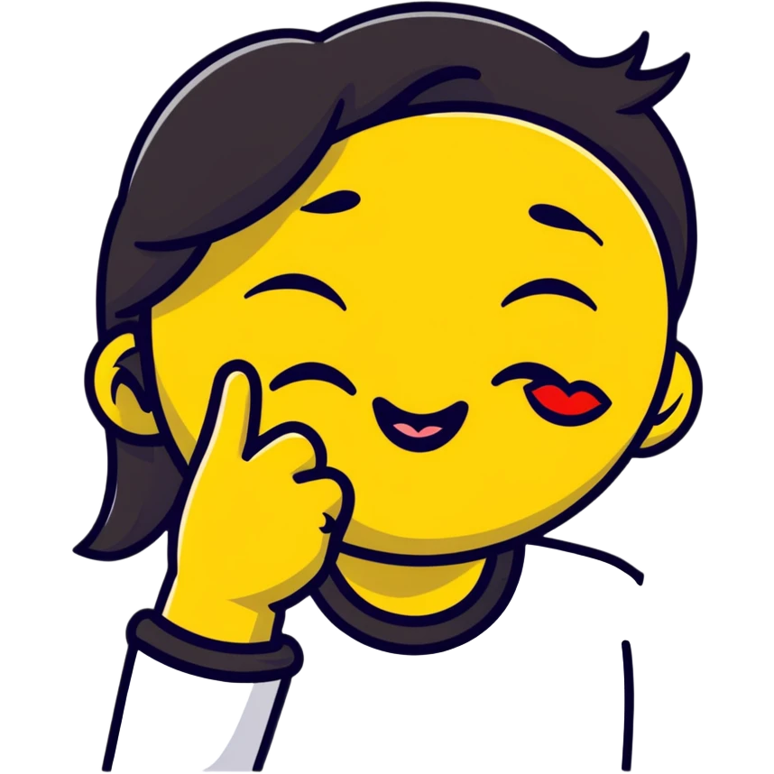 yellow face placing an index finger over pursed lips while winking and nodding emoji