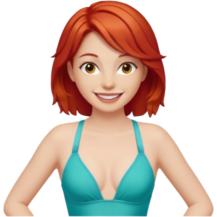 woman in bathing suits with red hair emoji