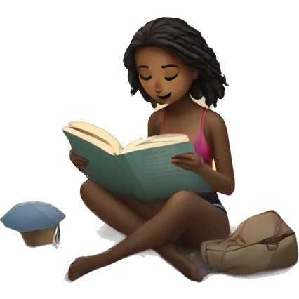 Girl reading on beach during winter  emoji