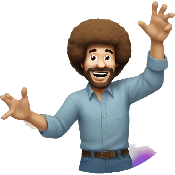 bob ross throwing u rainbow emoji