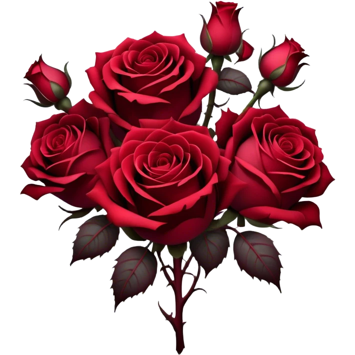 A surreal bouquet of Gothic roses, their petals drenched in crimson hues, from Venetian red to rustic tones, glowing against a dark, misty backdrop. The air is heavy with an eerie, romantic atmosphere, as if the flowers hold secrets of the past.
 emoji