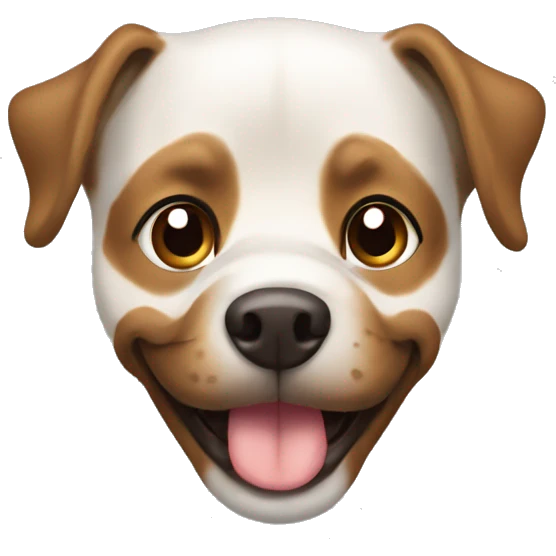 Perro de aguas español, cara marrón, sonriente, ojos color miel emoji