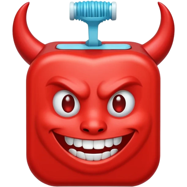 A package of dental floss with a smiling horny devil face  emoji