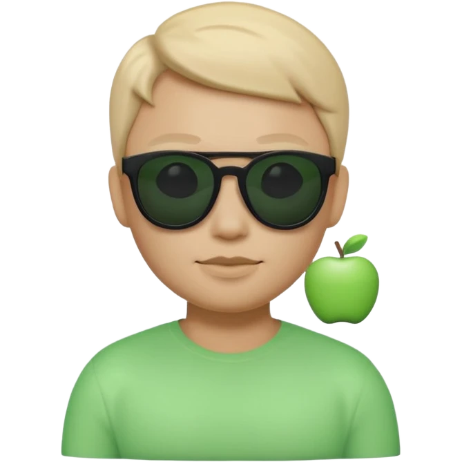 Clean 3D memoji emoji, smooth Apple emoji style, black sunglasses, calm expression, Matrix movie aesthetic, faint green code glow, minimalist, dark cinematic background, high resolution. emoji