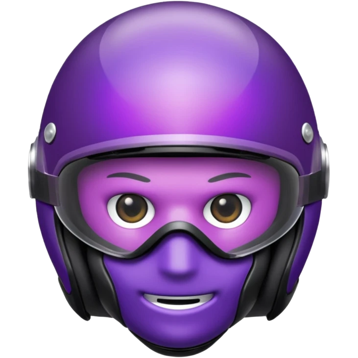 Créer un emoji avec une moto mt07 sport noir mate / violet iridescent très foncé, pare-brise de la moto violet. Avec une pilote dessus, visage masqué par la visière violette . Avec en arrière plan cercle violet. emoji