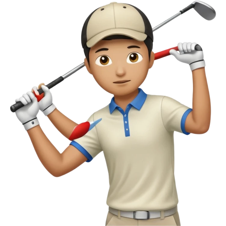Asian male golfer upper body swinging golf club emoji