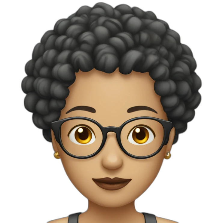Bald man with tattoos. curly-haired lady wearing glasses emoji