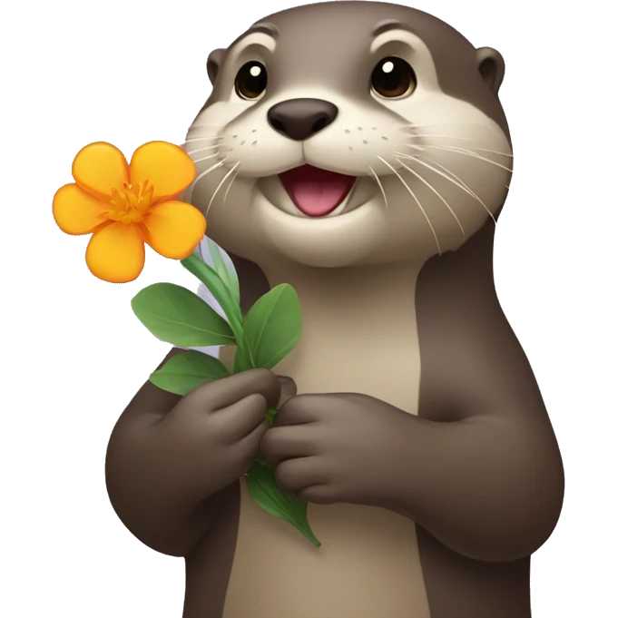 Otter holding a flower emoji