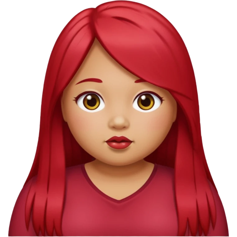 chubby tan skin girl with cherry red long straight hair emoji