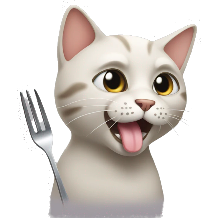 Cat with a fork on his tongue emoji