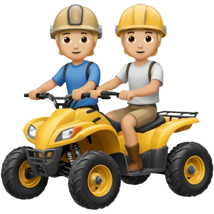 Can you make 2 blonde boys kids riding four wheelers emoji