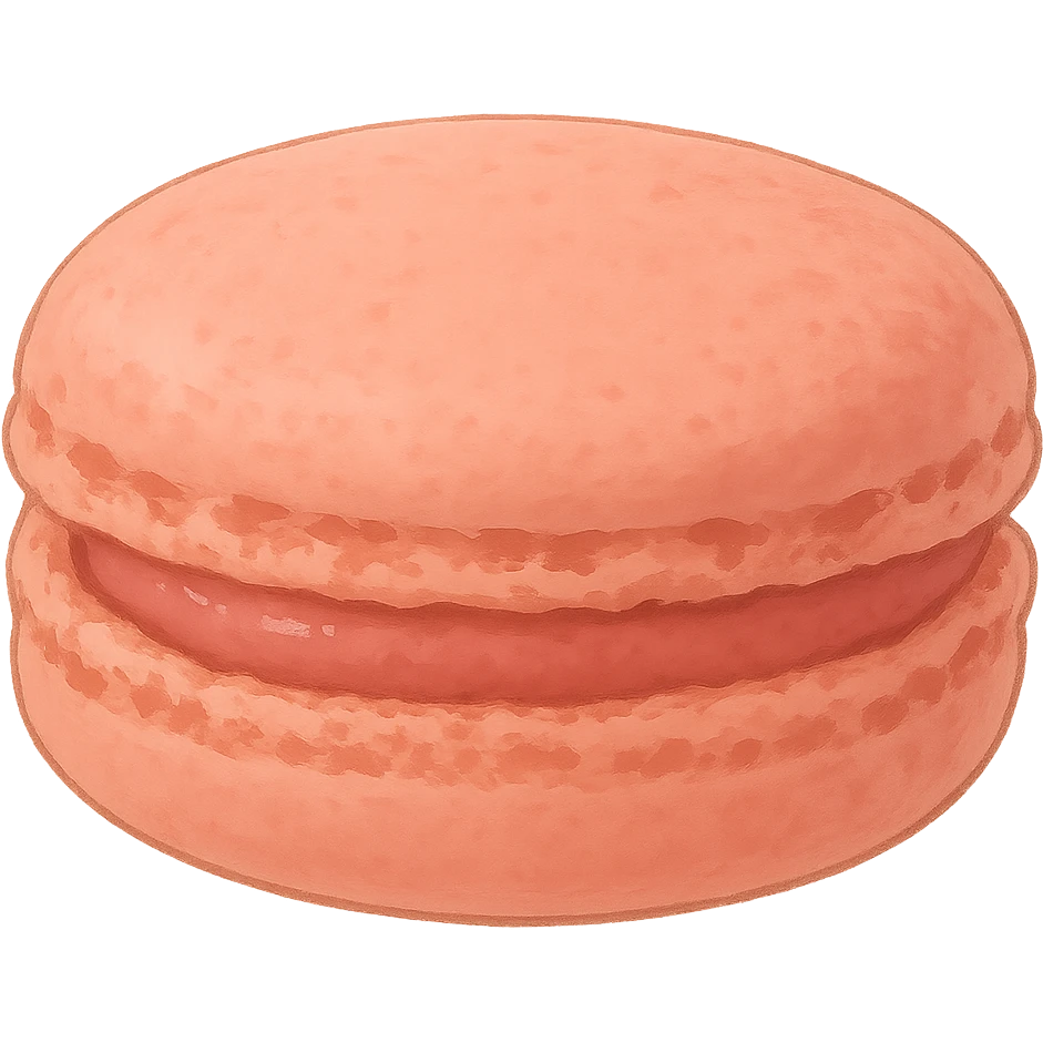 Remove all shadows, keep the realistic pink macaron in Ghibli style with no background. emoji