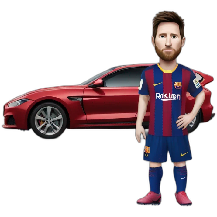 Messi with car emoji