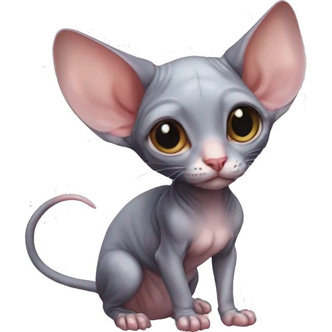 Cute Sphynx-Rat-Mouse-Hybrid full body emoji