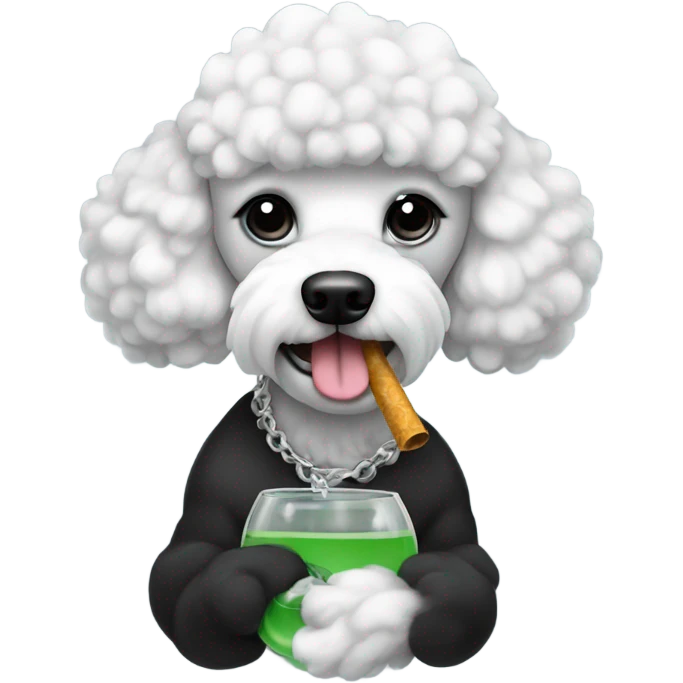Black and white poodle smoking bong emoji