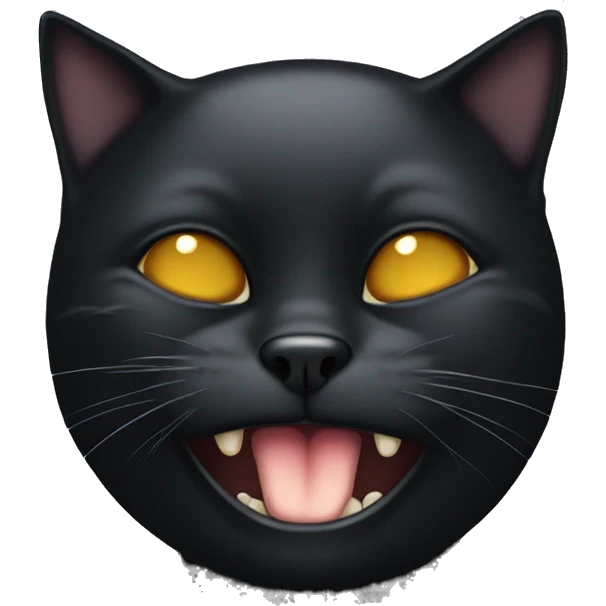 Black cat with one eye blind and bottom tooth out emoji