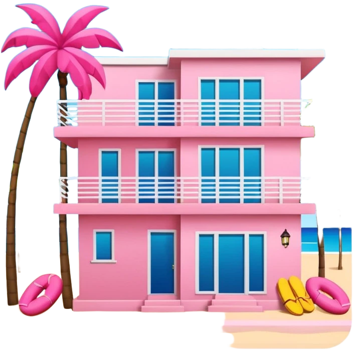 Matisse style pink SPAM Miami beach landscape emoji