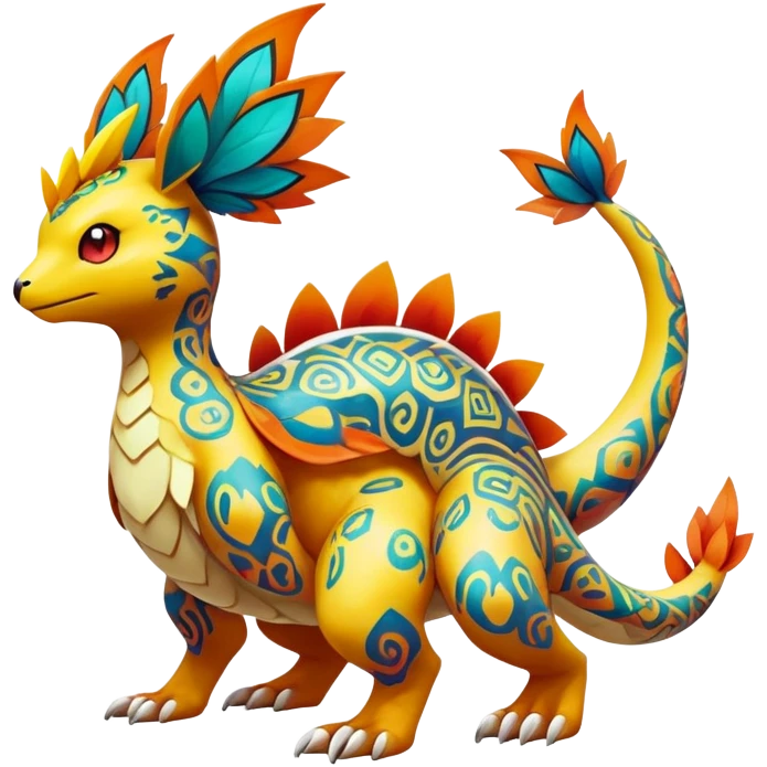 exotic fantasy-creature-Fakémon-Pokémon, full body, with markings emoji