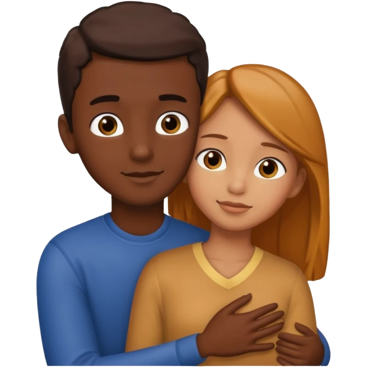 carmel girl and tall darkskin boy hugging  emoji