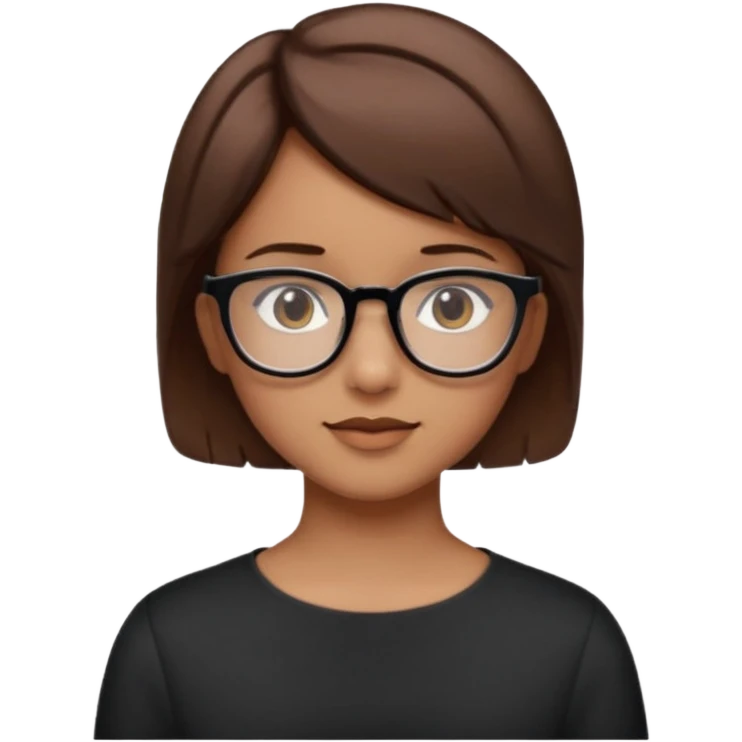 une personne joli, avec des cheveux court brun , et des lunettes tourné de trois quart  emoji