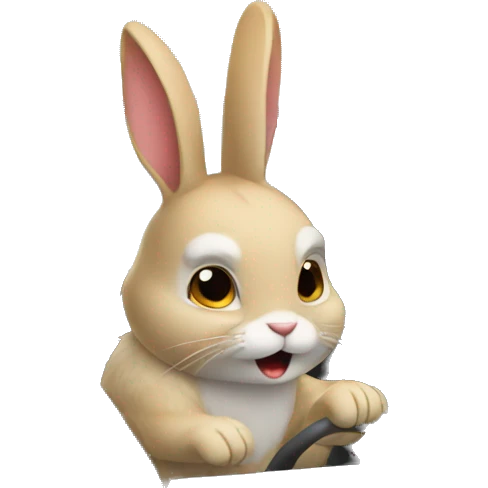 Rabbit driving car emoji