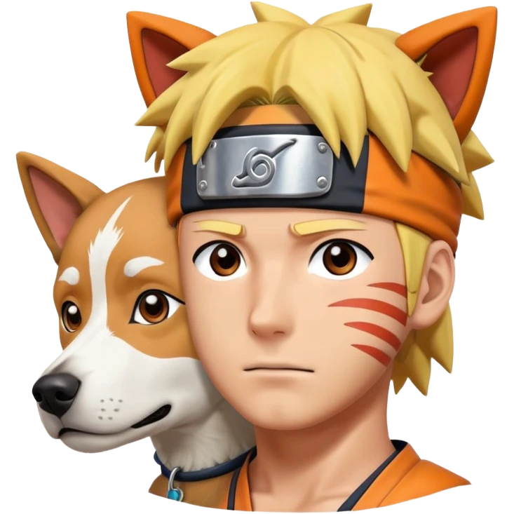Naruto with a dog on his head emoji