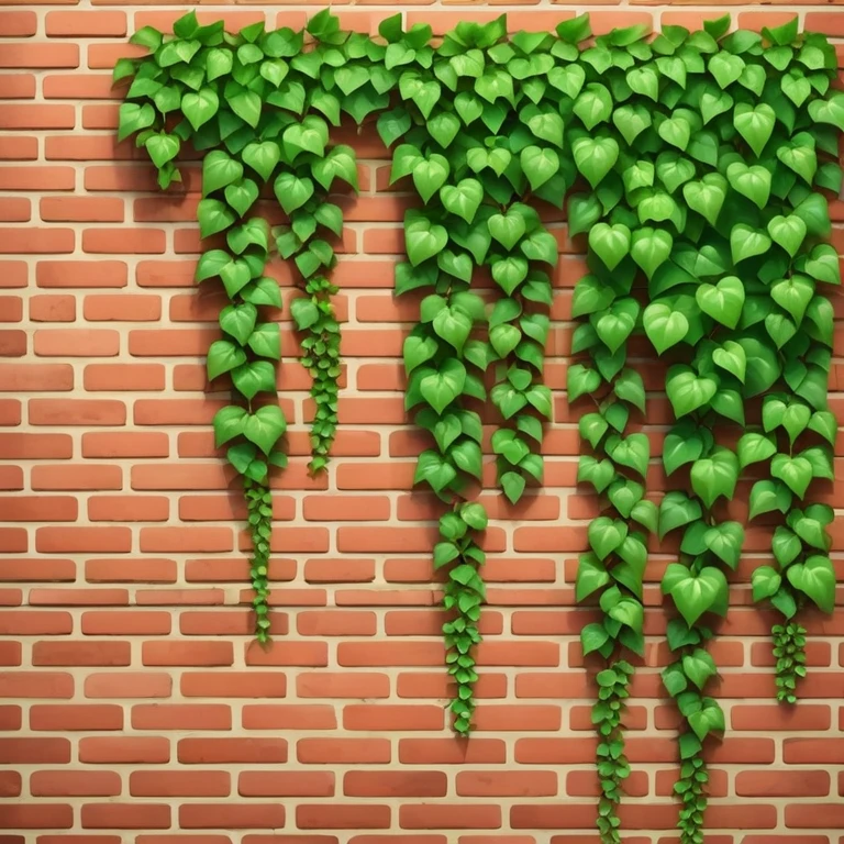 red brick wall with green ivy growing on it emoji