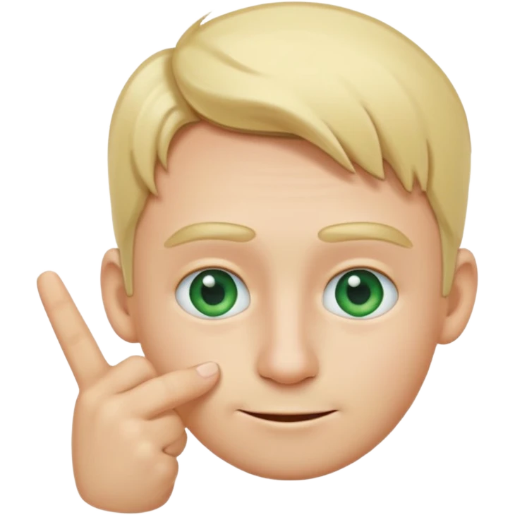 a emoji with two fingers in his nose, make him have a natural white skincolour and blonde hair, blue/green eyes emoji